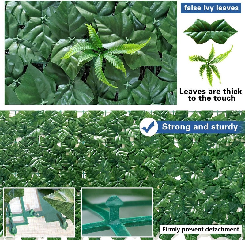 WUPUSDER Artificial Ivy Fence Privacy Screen with Mesh Back, 59" x 98" Faux Ivy Vine Leaf Fence Panels, Balcony Privacy Screen, Hedge Wall Decoration for Outside, Garden, Yard, Patio - Image 3